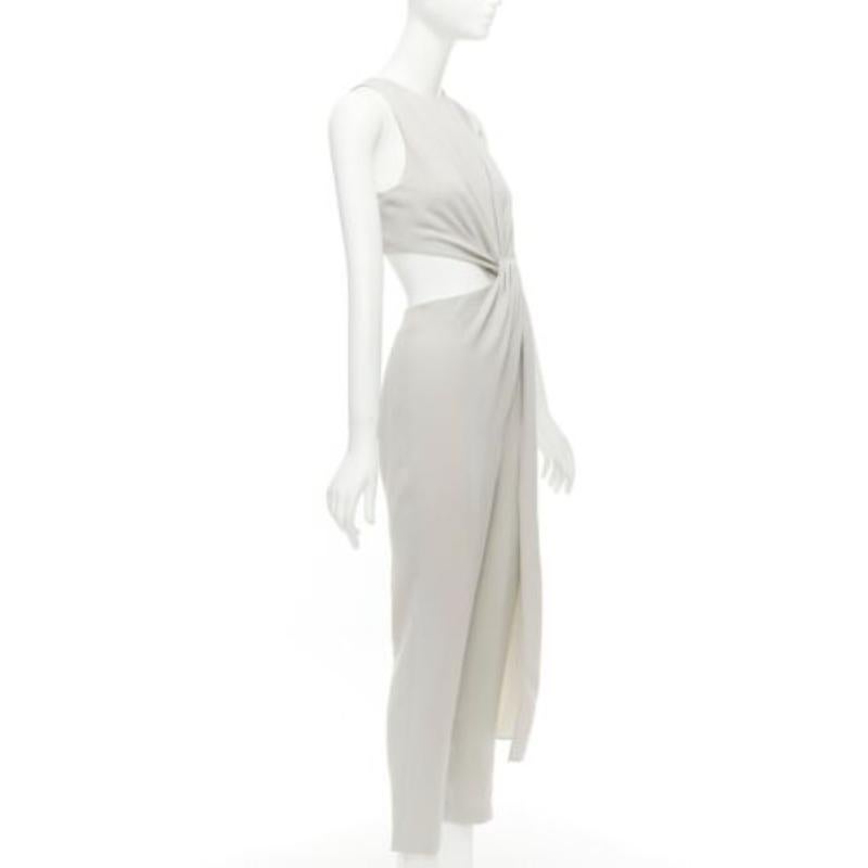 Grigio Halston Heritage grigio, tuta tagliata, drappeggiata e asimmetrica in vita US0 XS in vendita