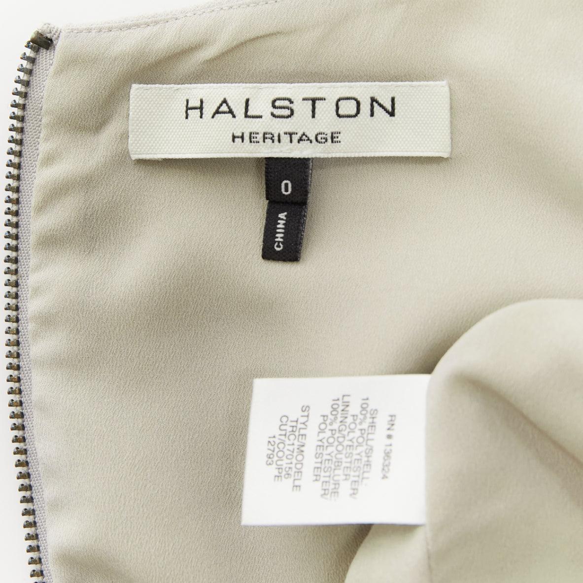 HALSTON HERITAGE grey cut out drape waist asymmetric cropped jumpsuit US0 XS For Sale 4