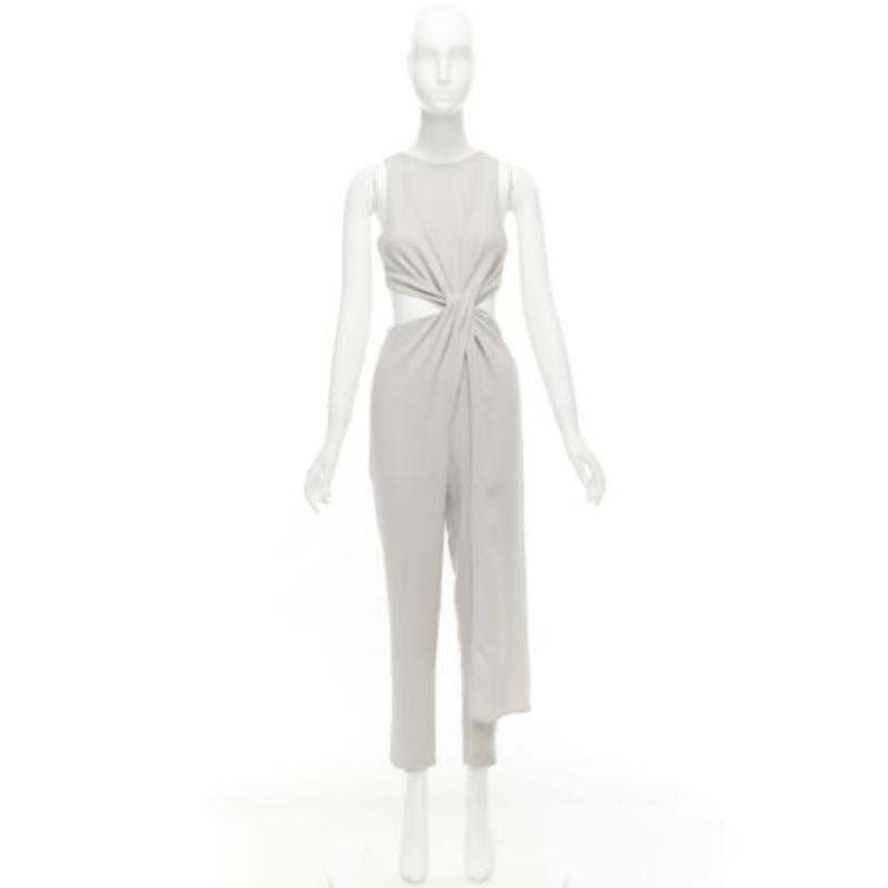 Halston Heritage grigio, tuta tagliata, drappeggiata e asimmetrica in vita US0 XS in vendita 4
