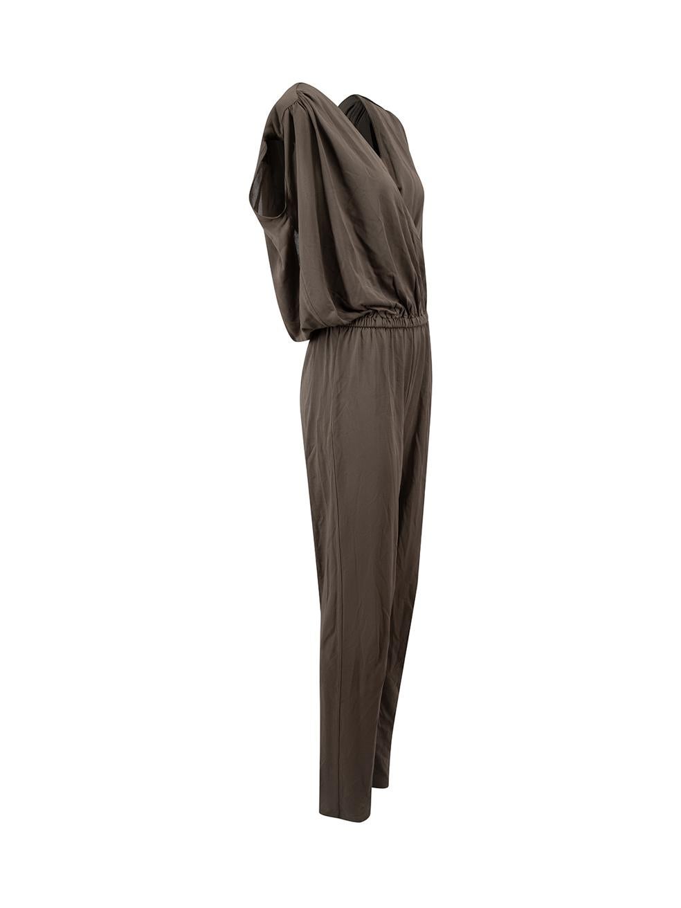 Halston Heritage Grey Draped Sleeveless Jumpsuit Size S In Excellent Condition For Sale In London, GB
