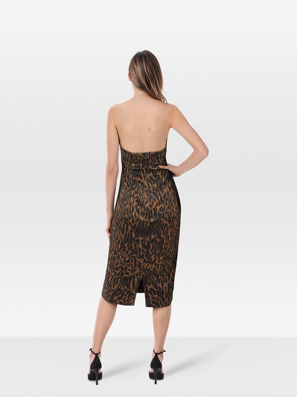 CONDITION is Never worn, with tags. No visible wear to the dress is evident on this new Halston Heritage designer resale item.
 
 Details
 
 
 Multicolour
 
 Polyester
 
 Dress
 
 Midi
 
 Strappy
 
 Figure hugging
 
 Back zip fastening
 
 
 
 
 
