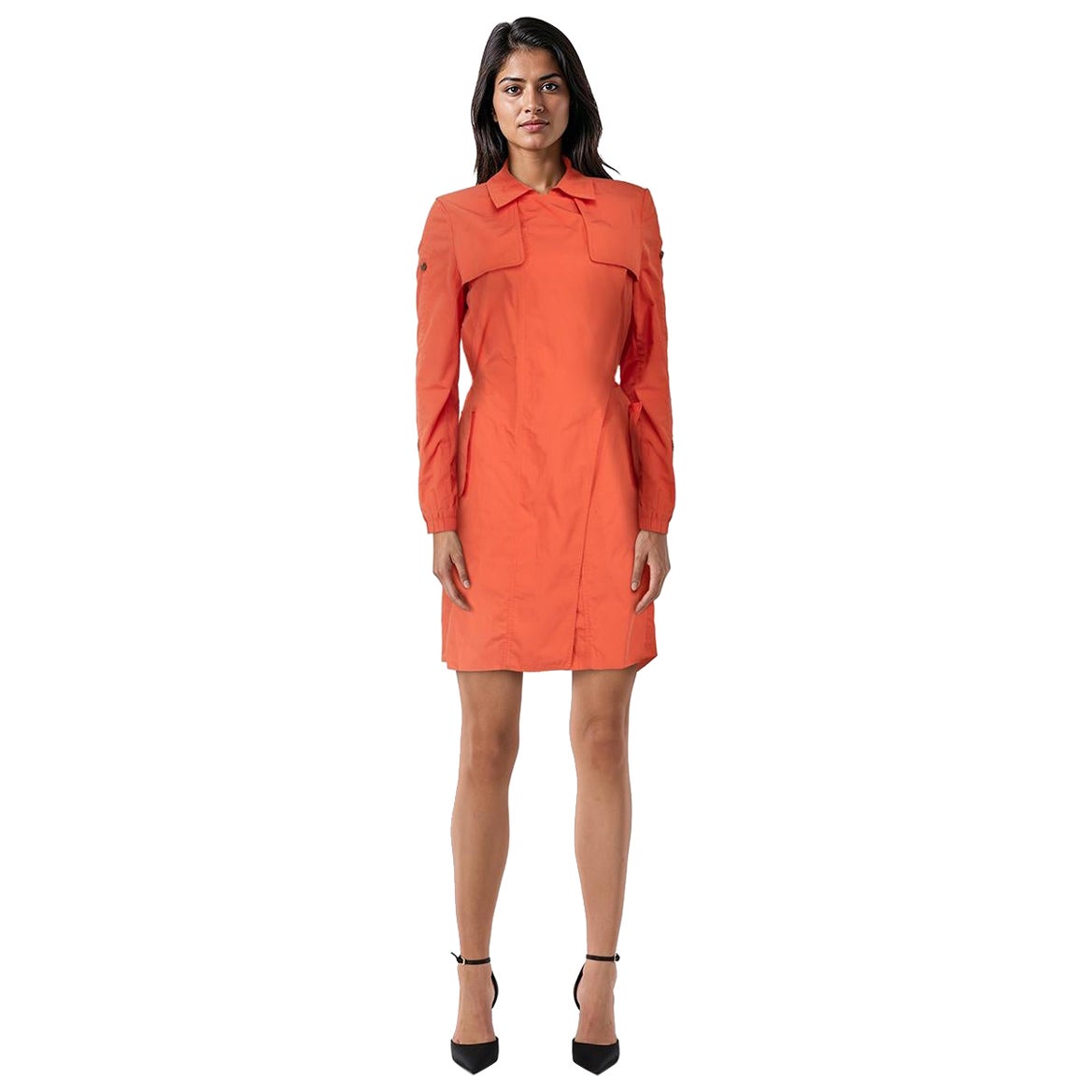 Halston Heritage Orange Parka Coat Size L