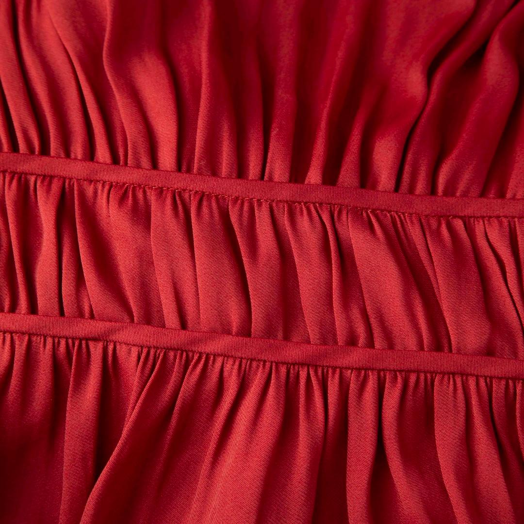 Women's Halston Heritage Red V-Neck Ruched Dress Size M