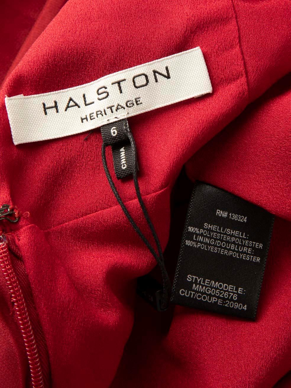 Halston Heritage Red V-Neck Ruched Dress Size M 1
