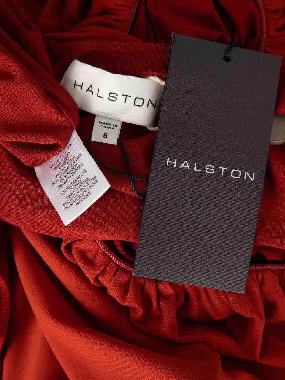 Women's Halston Heritage Rust Red Ruched Cut Out Maxi Dress Size M
