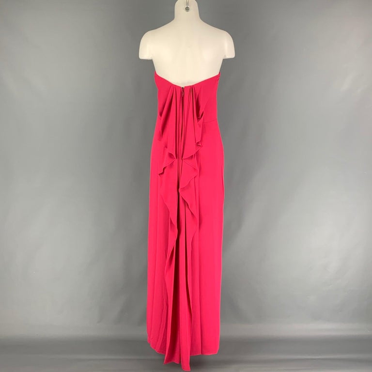 Halston Heritage Size 0 Pink Polyester Side Slit Strapless Dress