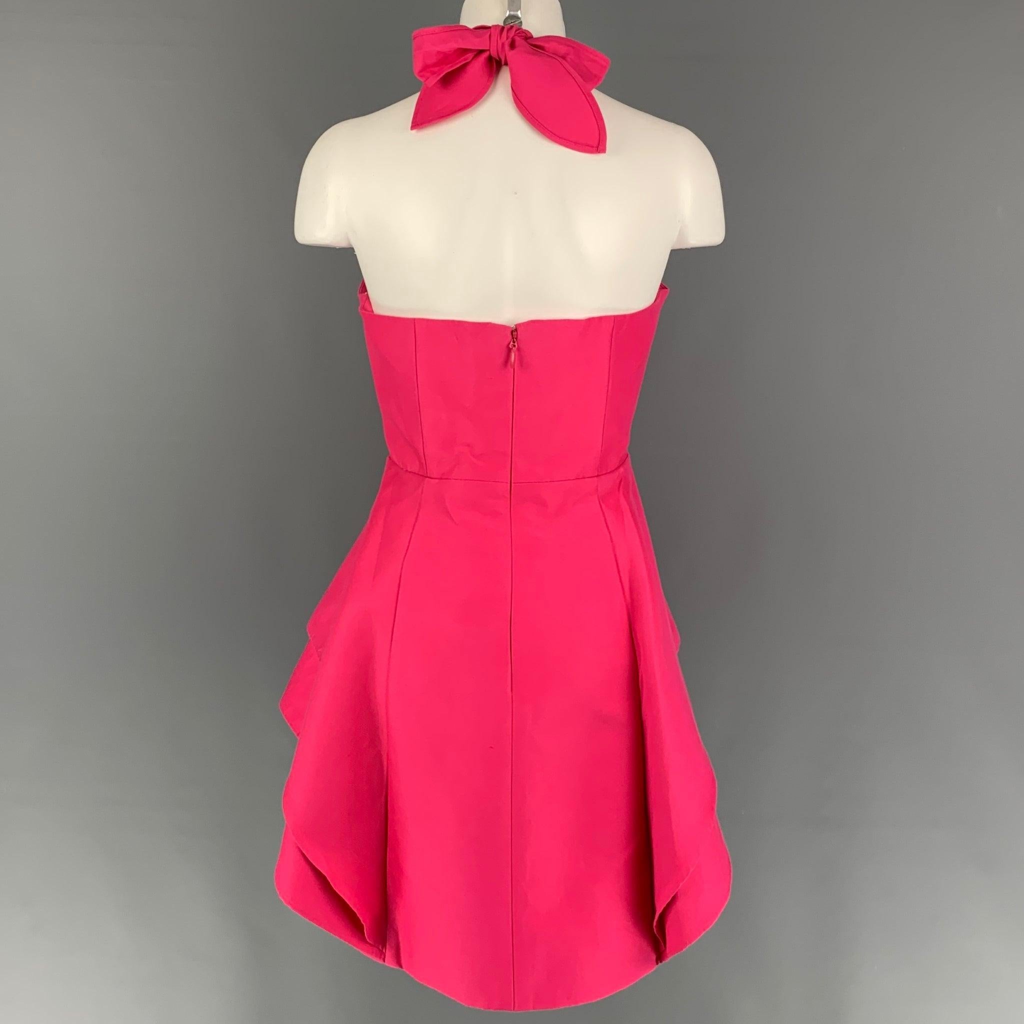 HALSTON HERITAGE Size 10 Pink Cotton Silk Sleeveless Dress In Good Condition For Sale In San Francisco, CA