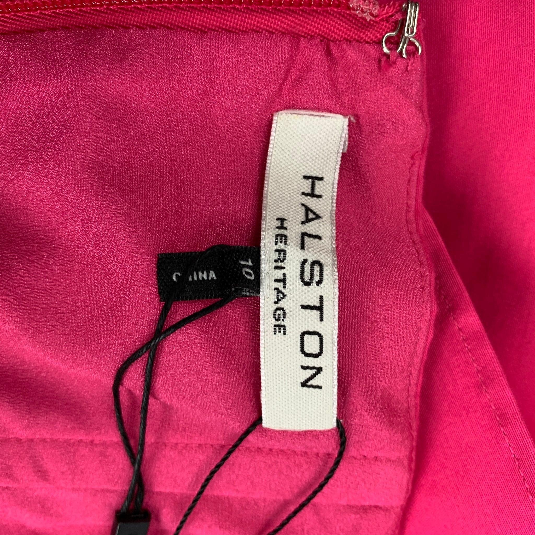 HALSTON HERITAGE Size 10 Pink Cotton Silk Sleeveless Dress For Sale 2