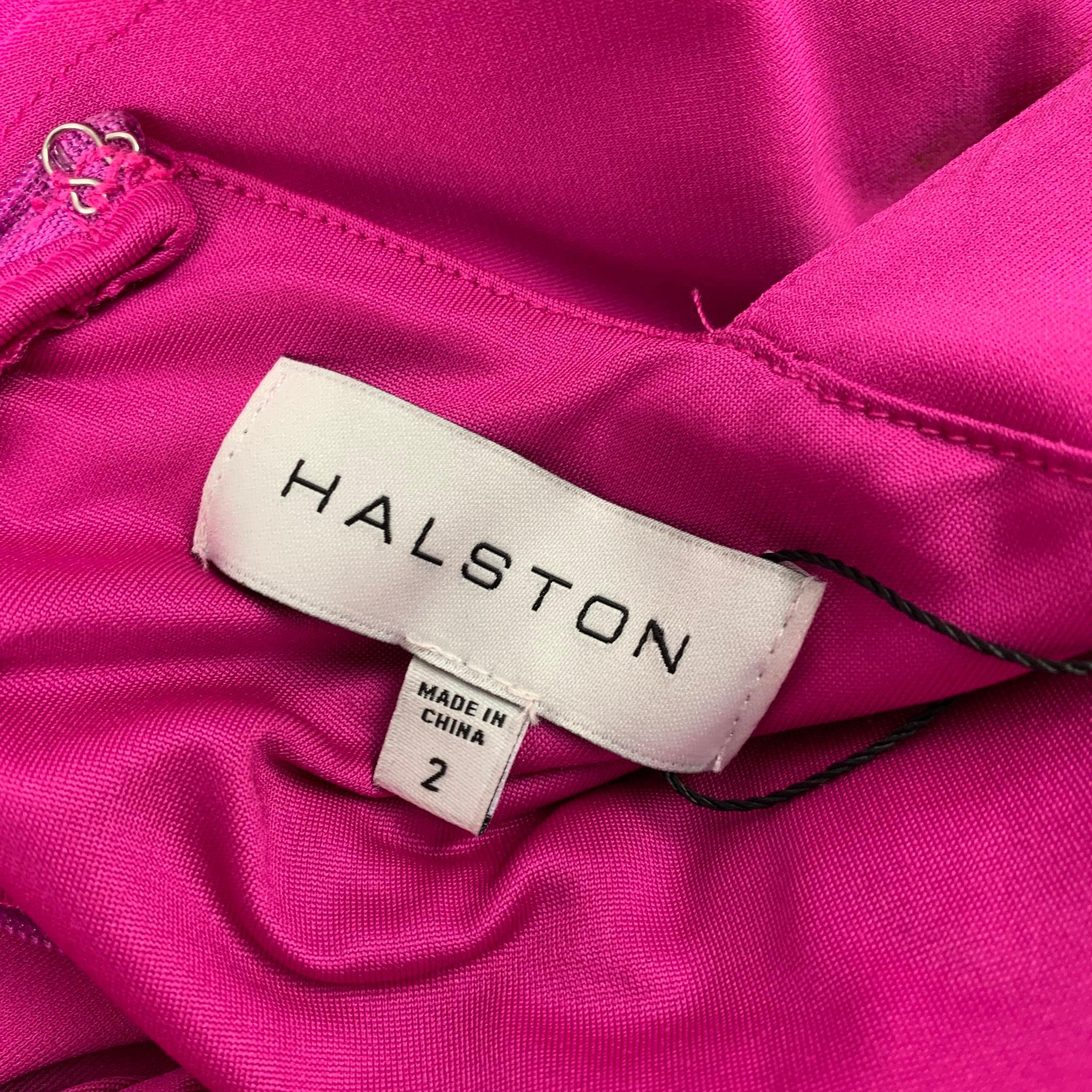HALSTON HERITAGE Size 2 Pink One Shoulder Dress In Good Condition In San Francisco, CA