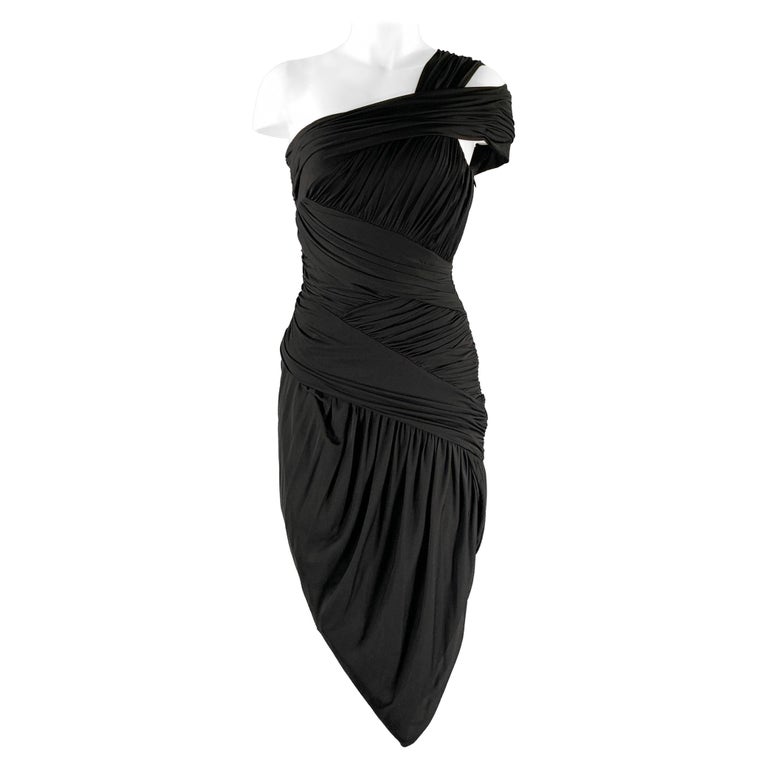 HALSTON HERITAGE Size S Black Acetate Blend Draped One Shoulder Cocktail Dress For Sale at 1stDibs HALSTON HERITAGE Size S Black Acetate Blend Draped One Shoulder Cocktail Dress For Sale at 1stDibs