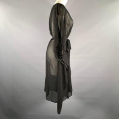 HALSTON HERITAGE Size S M Black Metallic Polyester Caftan  Dress
