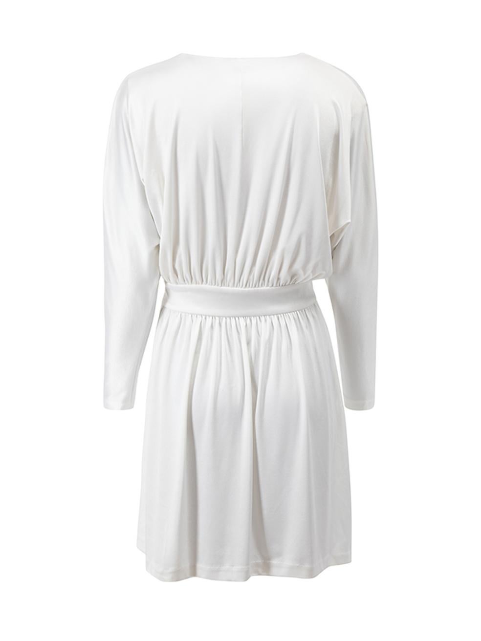 Halston Heritage Women's Ivory Bat Sleeves Mini Dress In Excellent Condition In London, GB
