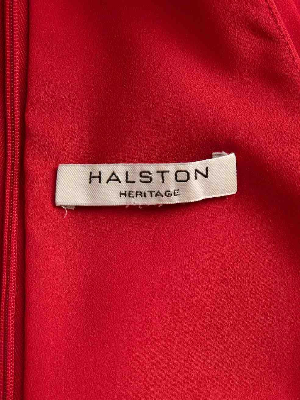 Halston Heritage Women's Red Sleeveless V-Neck Midi Dress 2