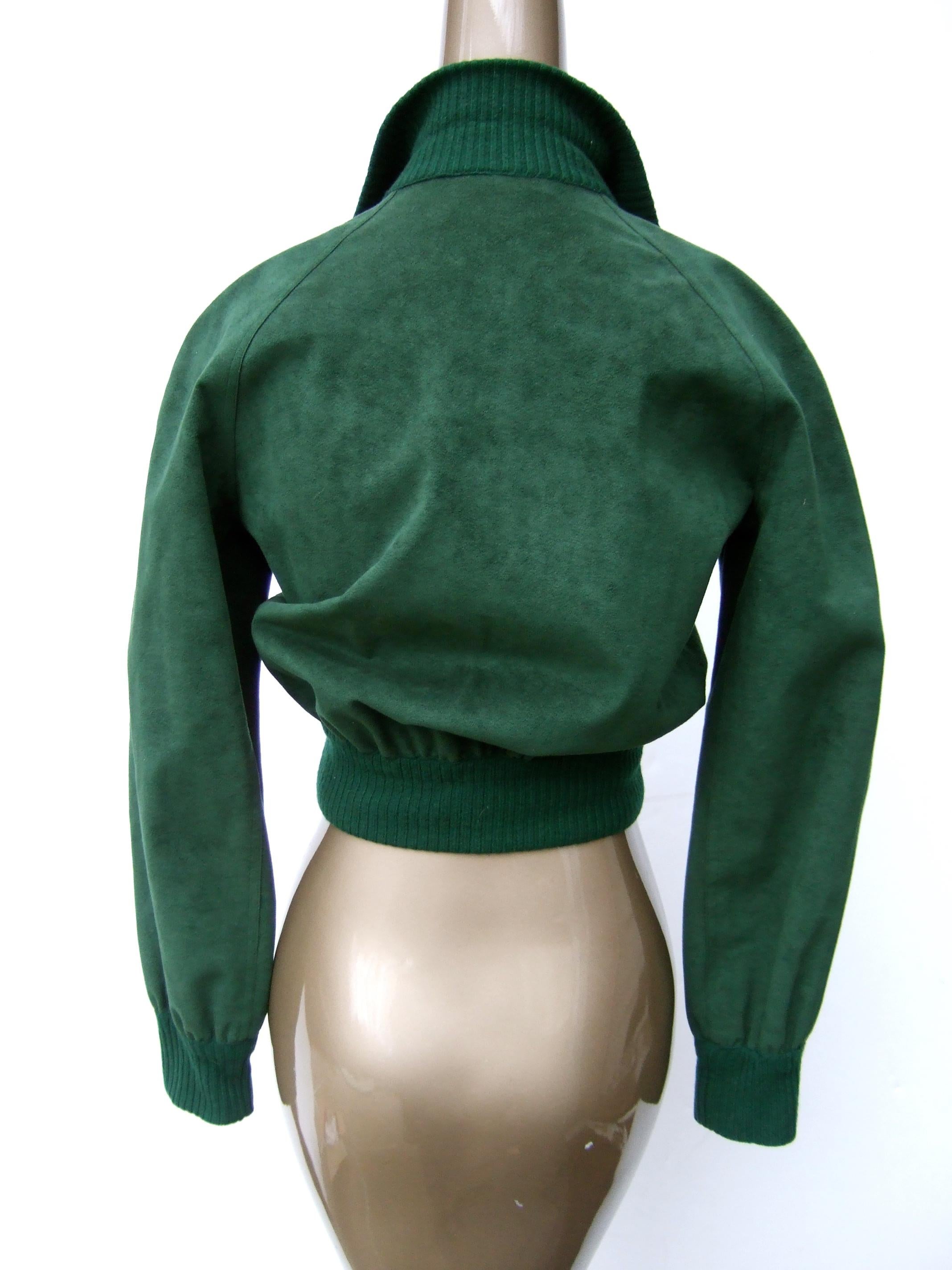Halston Iconic Ultra Feather Faux Suede Cropped Zippered Jacket c 1970s Petite  For Sale 3