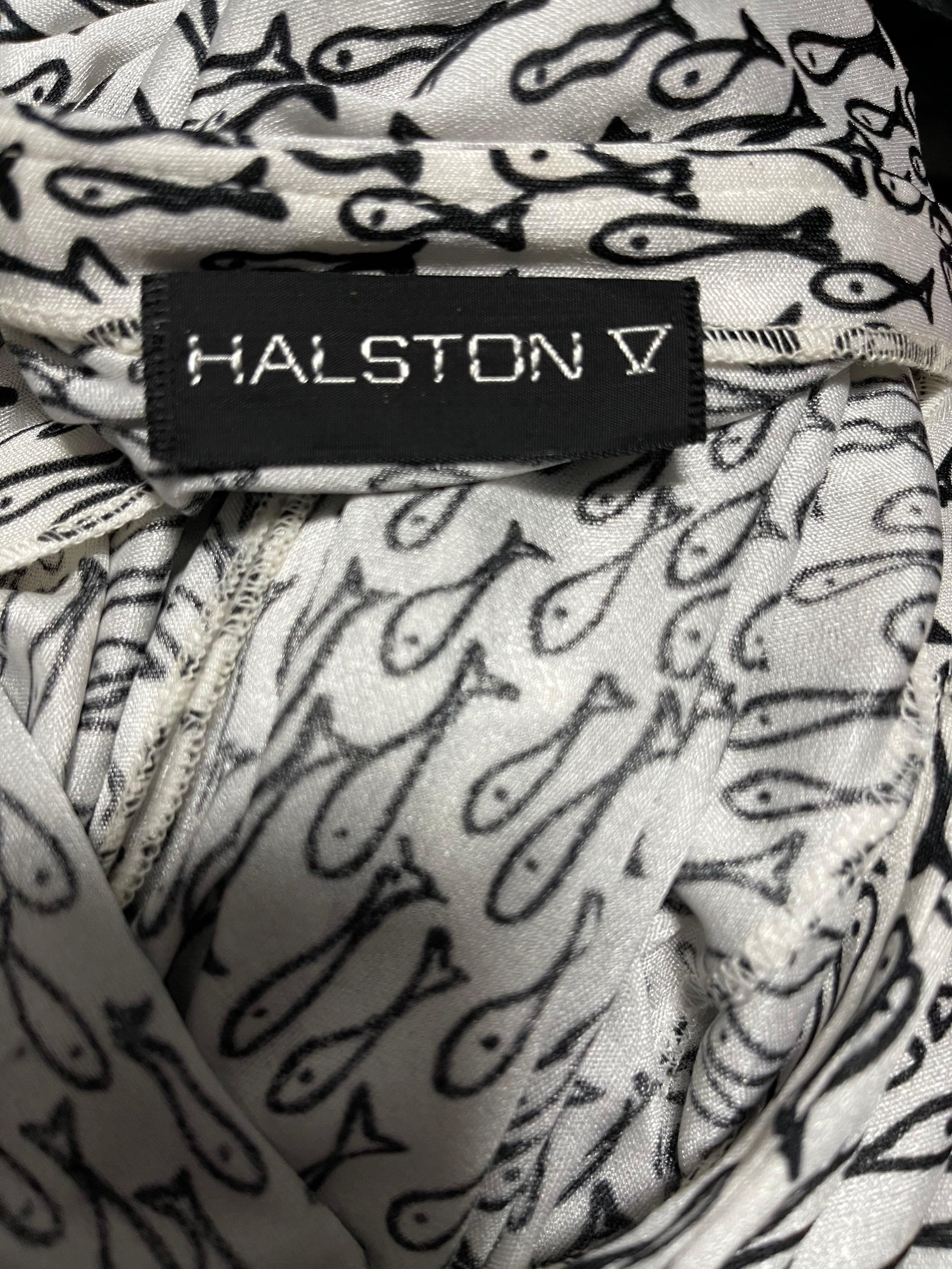 Halston IV 1970s Rare Novelty Fish Print Black and White Vintage 70s Ensemble For Sale 13