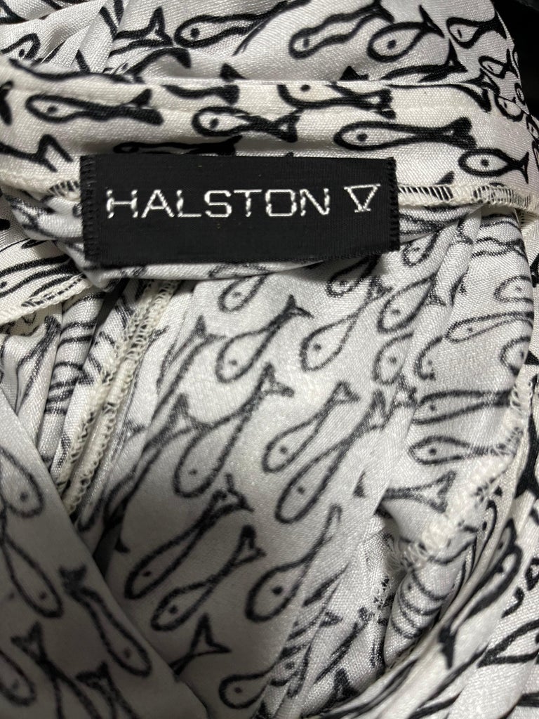 Halston IV 1970s Rare Novelty Fish Print Black and White Vintage 70s ...