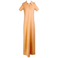 Halston Light Orange Cashmere Polo Dress circa 1970s