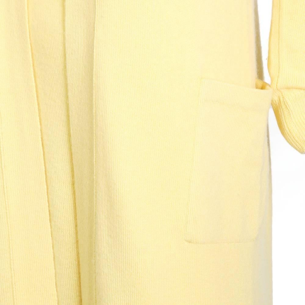 Halston Light Yellow Cashmere Dress with Matching Long Cardigan, circa 1970s In Excellent Condition In Los Angeles, CA