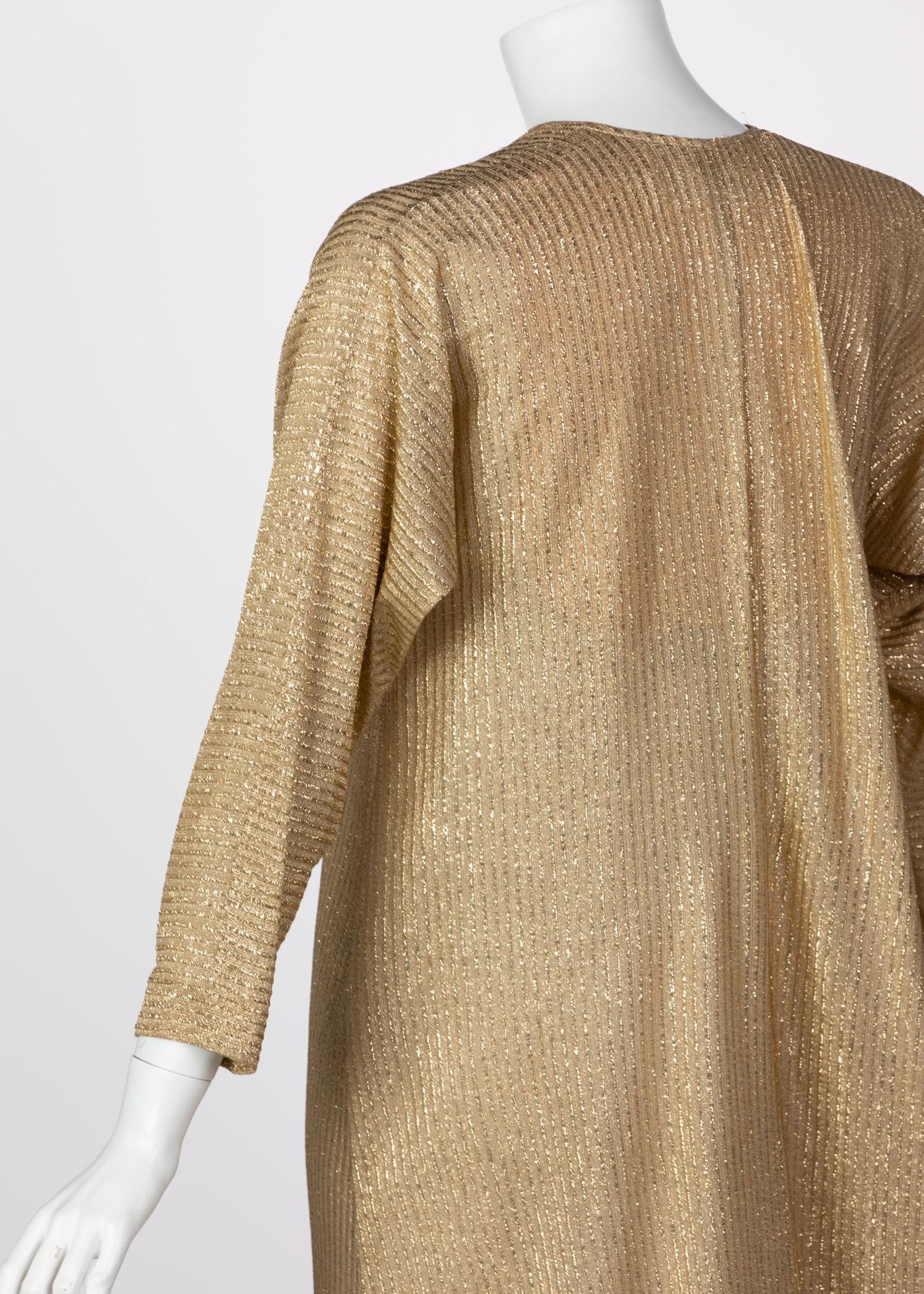 Halston Metallic Gold Caftan dress, 1970s In Good Condition In Boca Raton, FL
