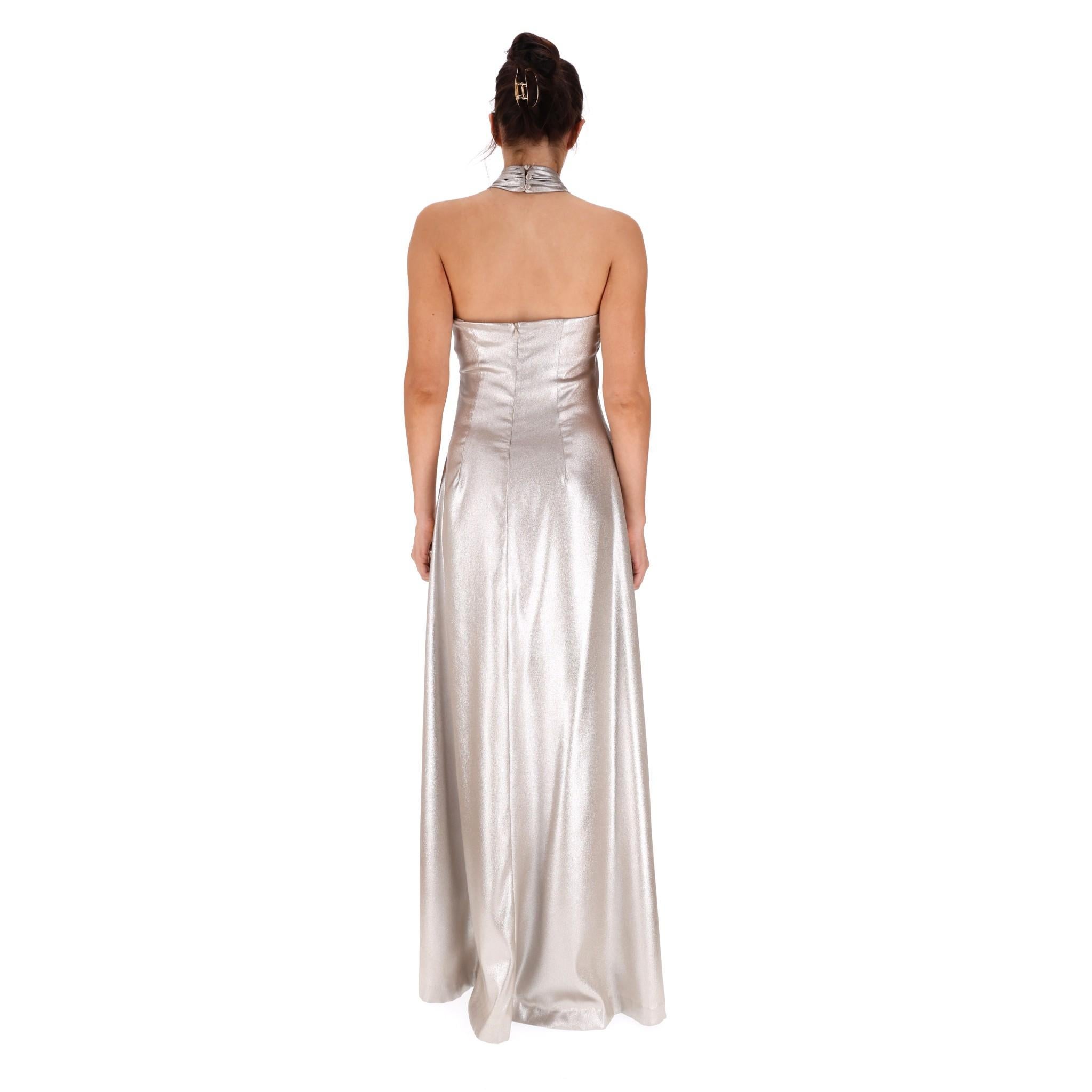 Halston Metallic Gown In New Condition For Sale In London, GB