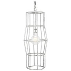 HALSTON PENDANT - Modern Silver-Leafed over Iron Cage Pendant
