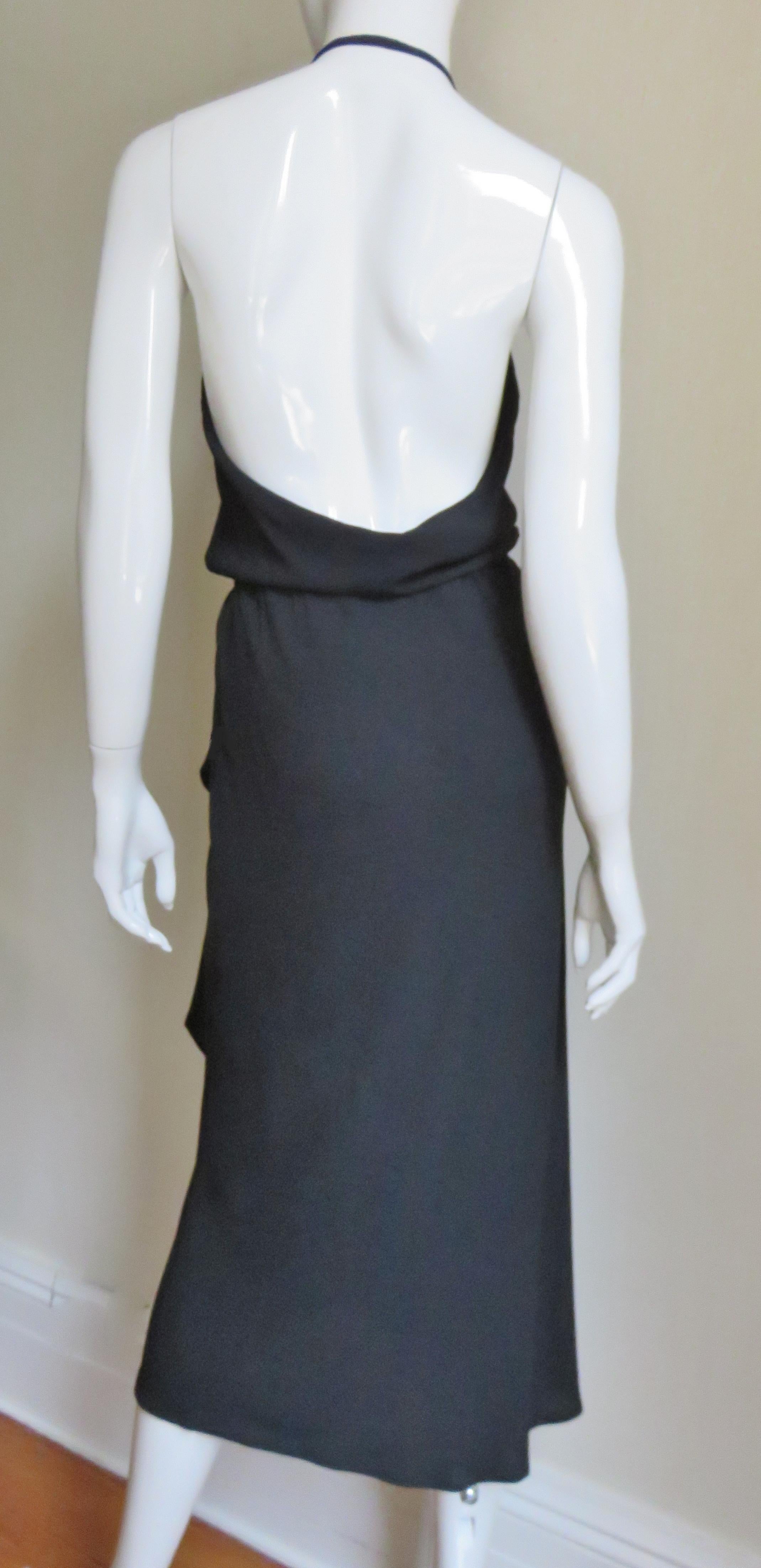 Halston Plunge Wrap Halter Dress 1970s 5