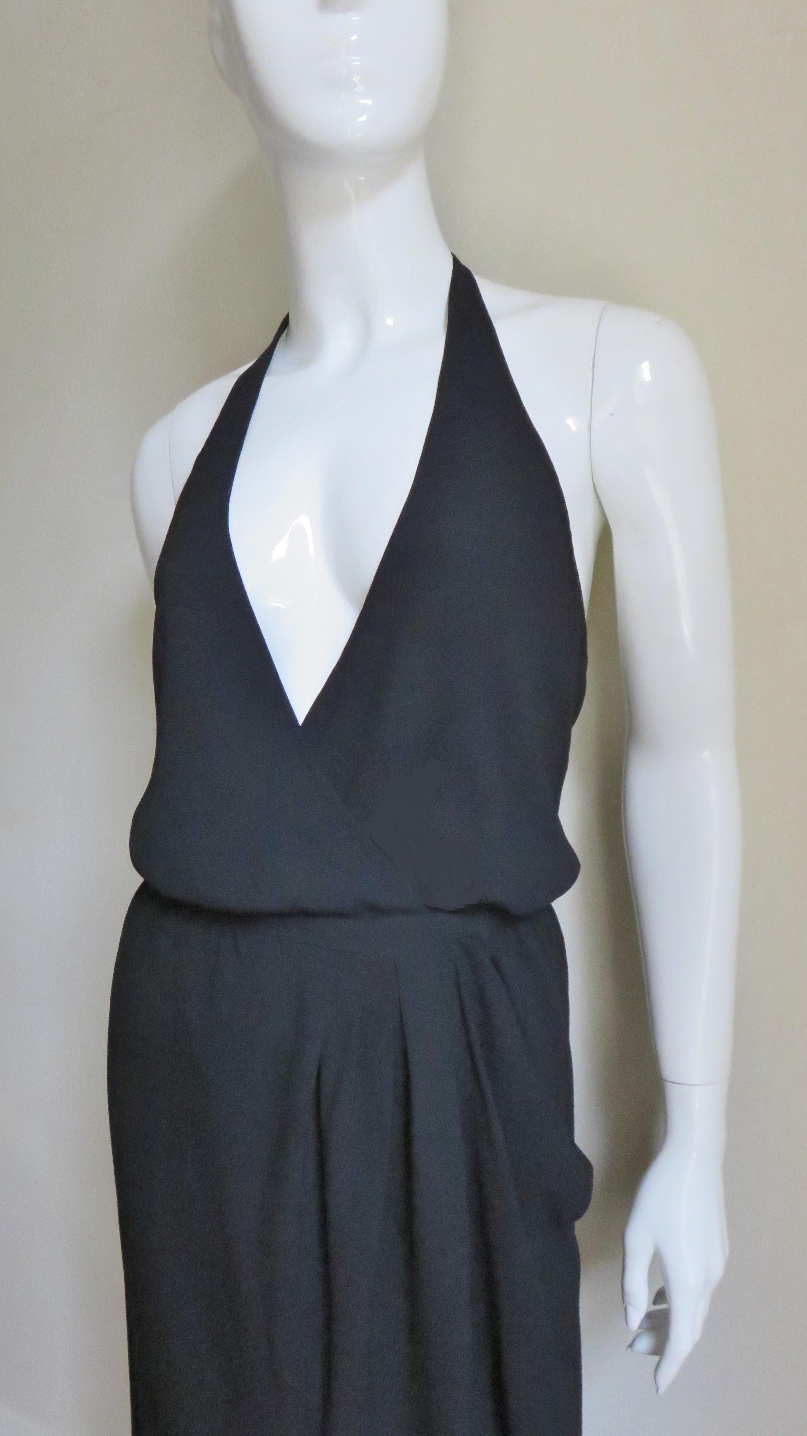 Halston Plunge Wrap Halter Dress 1970s In Good Condition In Water Mill, NY