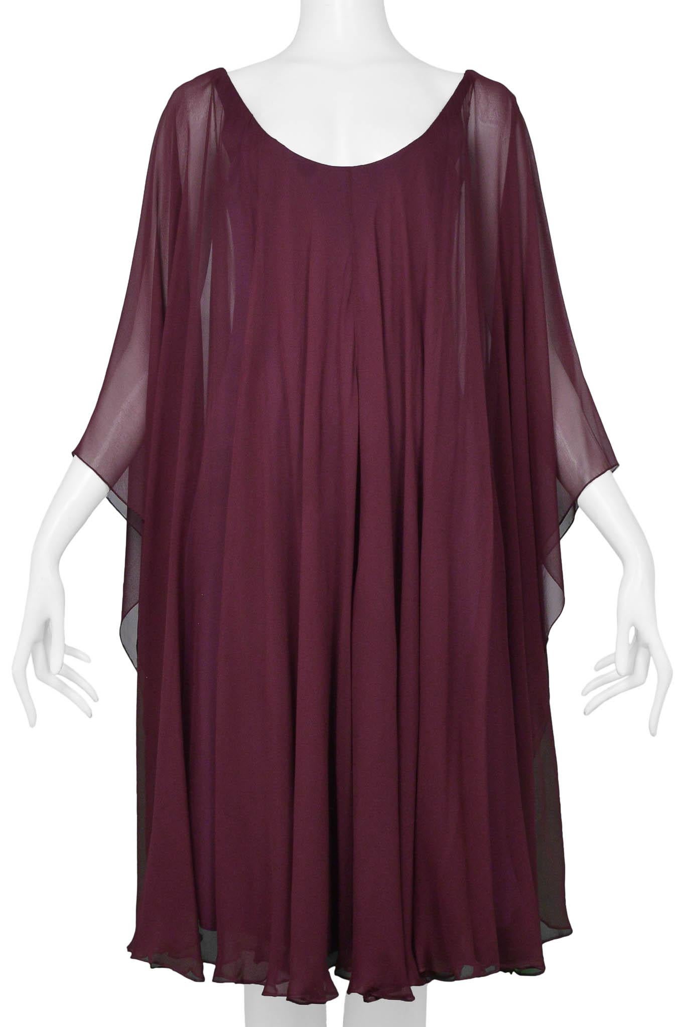 Halston Purple Chiffon & Jersey Dress In Excellent Condition For Sale In Los Angeles, CA