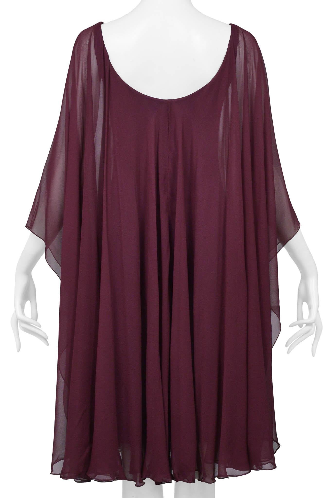 Women's Halston Purple Chiffon & Jersey Dress For Sale