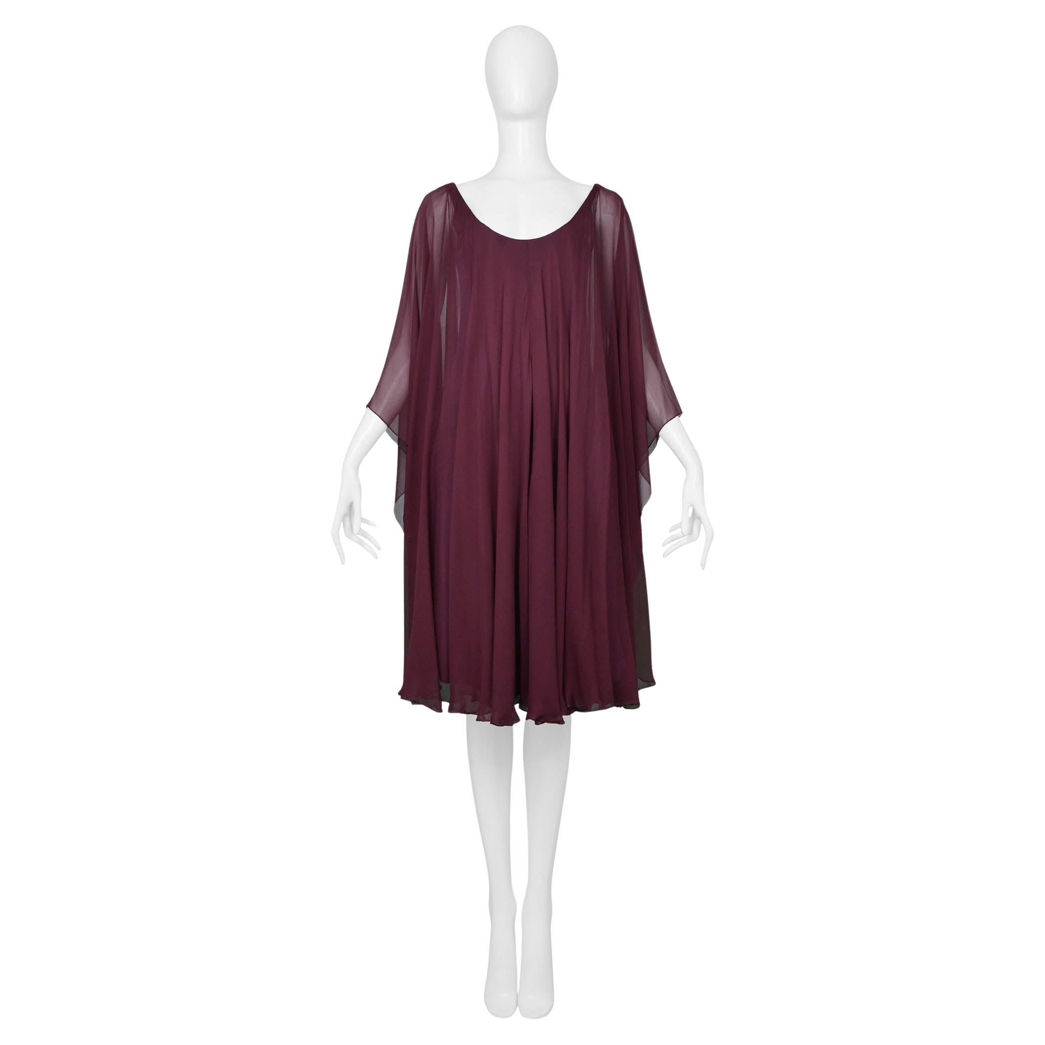 Halston Purple Chiffon & Jersey Dress For Sale