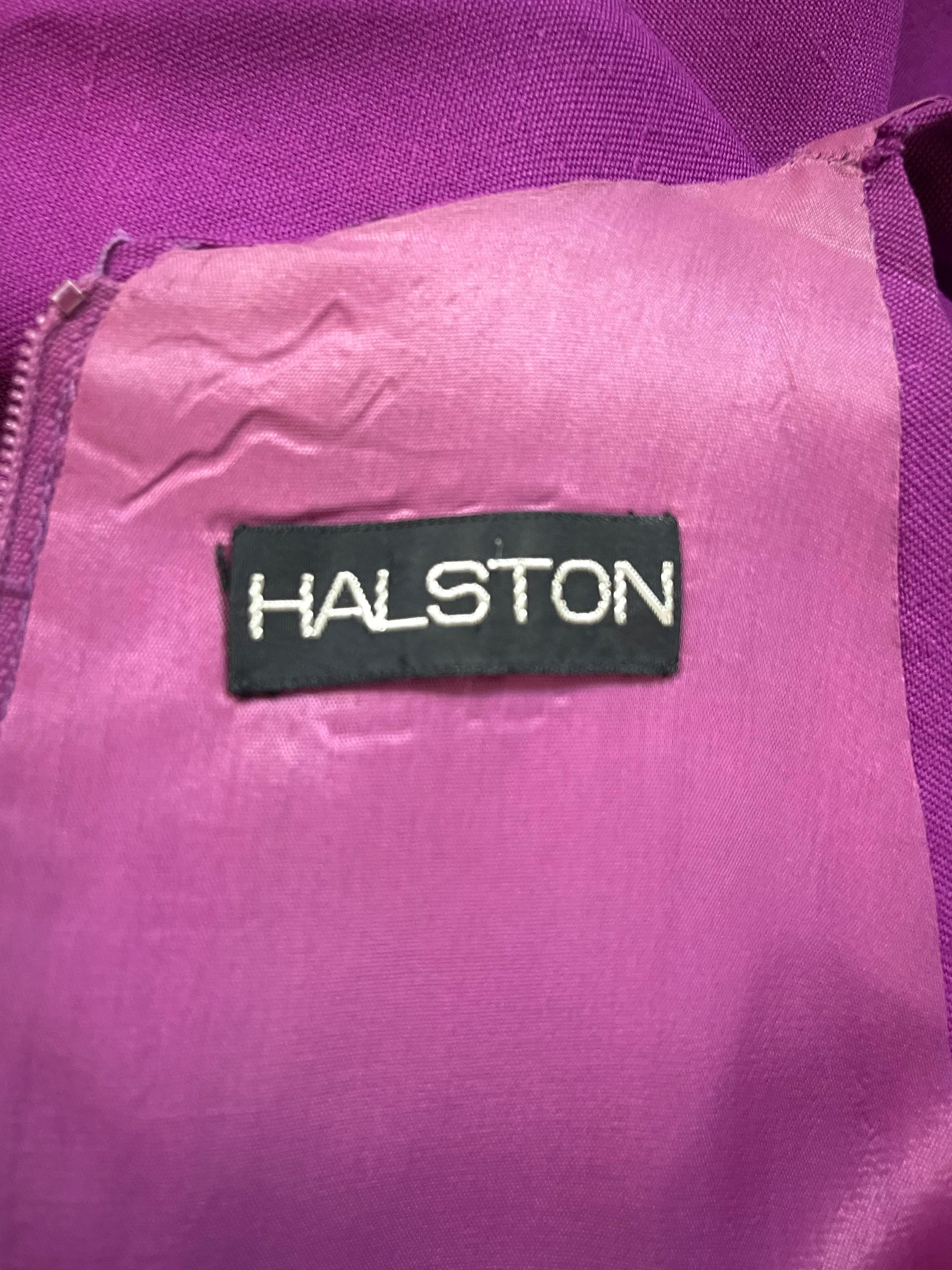 Vestido de lino morado Halston, años 70 en Excelente estado para la venta en Los Angeles, CA