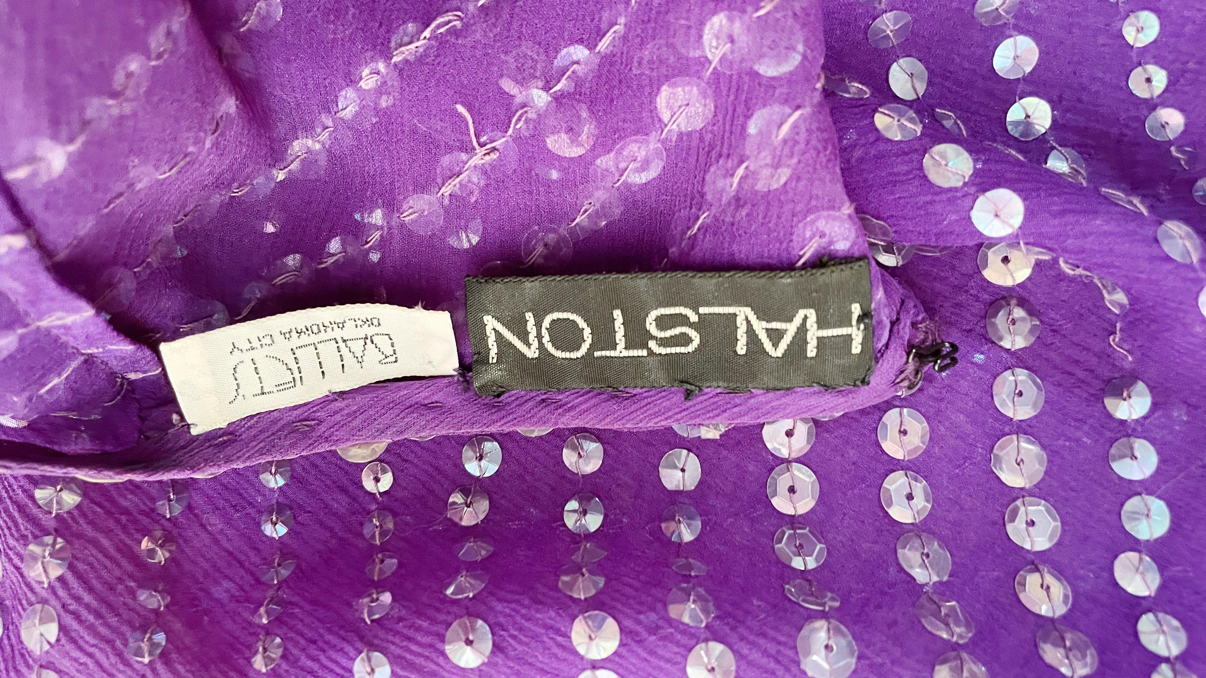 Halston Purple Sheer Sequin Gown 4
