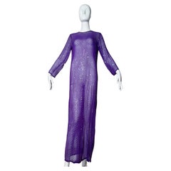 Halston Purple Sheer Sequin Gown