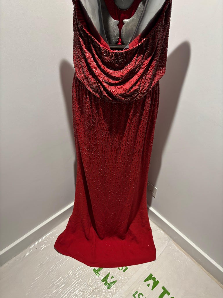 halston red dress Documented 1978 Halston One Shoulder Red Draped Jersey Halston Dress   Shrimpton Couture
