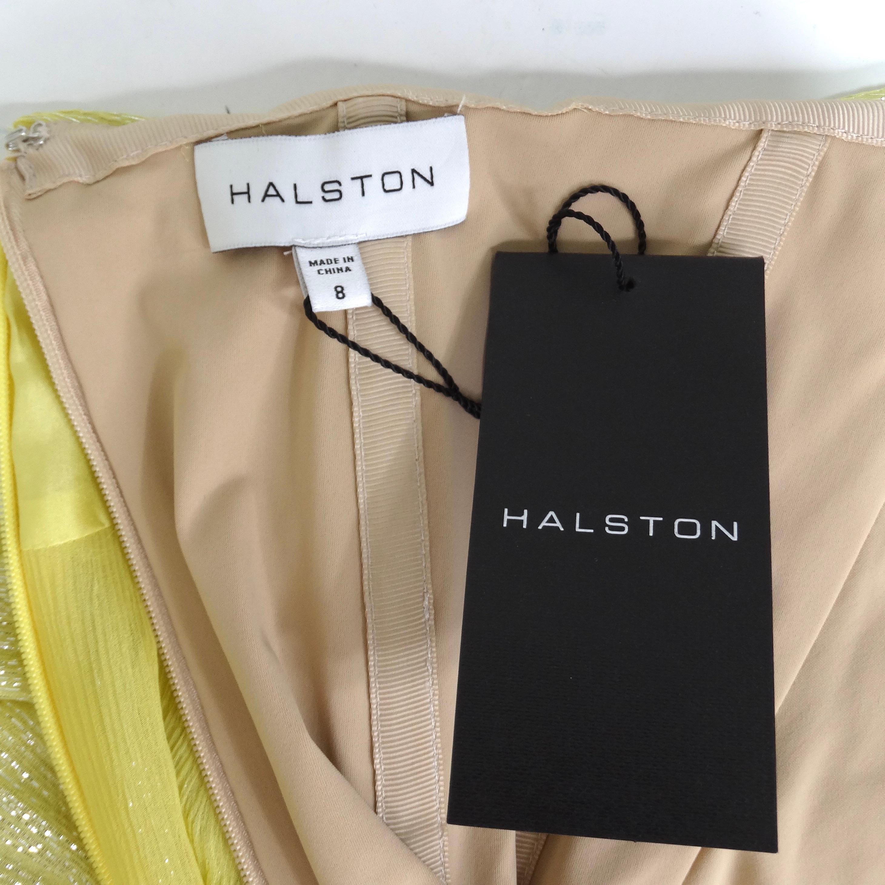 Halston Reia Halter Gown in Metallic Chiffon 6