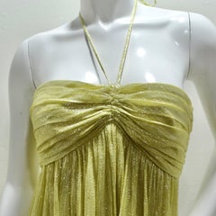 Halston Reia Halter Gown in Metallic Chiffon