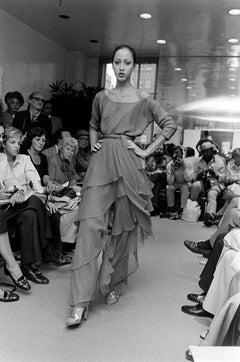 Halston Resort Red Silk Chiffon Ruffled Beach Pajama Ensemble, 1977