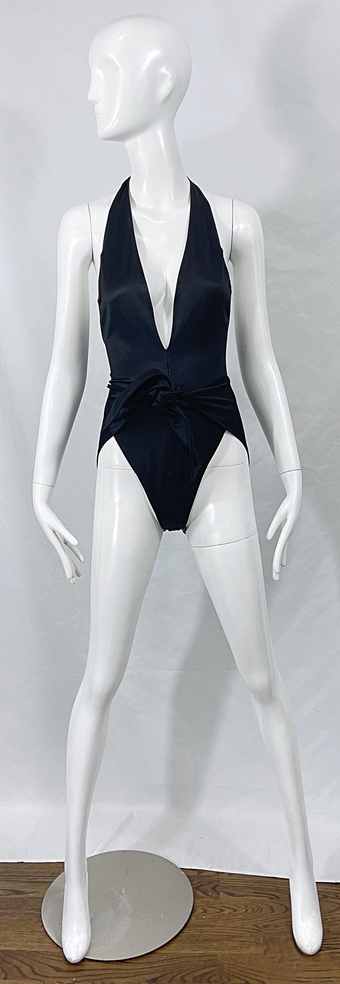 Halston Savage 1970s MET Museum Time Magazine Cover Black One Piece Swimsuit 5