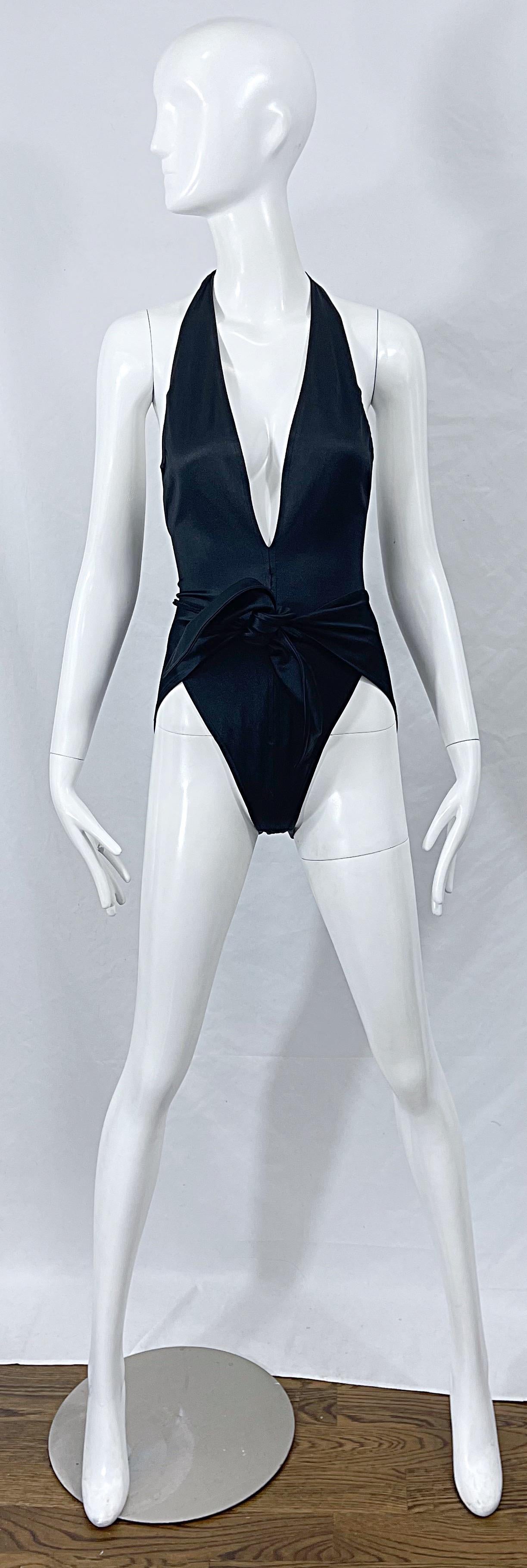 Halston Savage 1970s MET Museum Time Magazine Cover Black One Piece Swimsuit 13