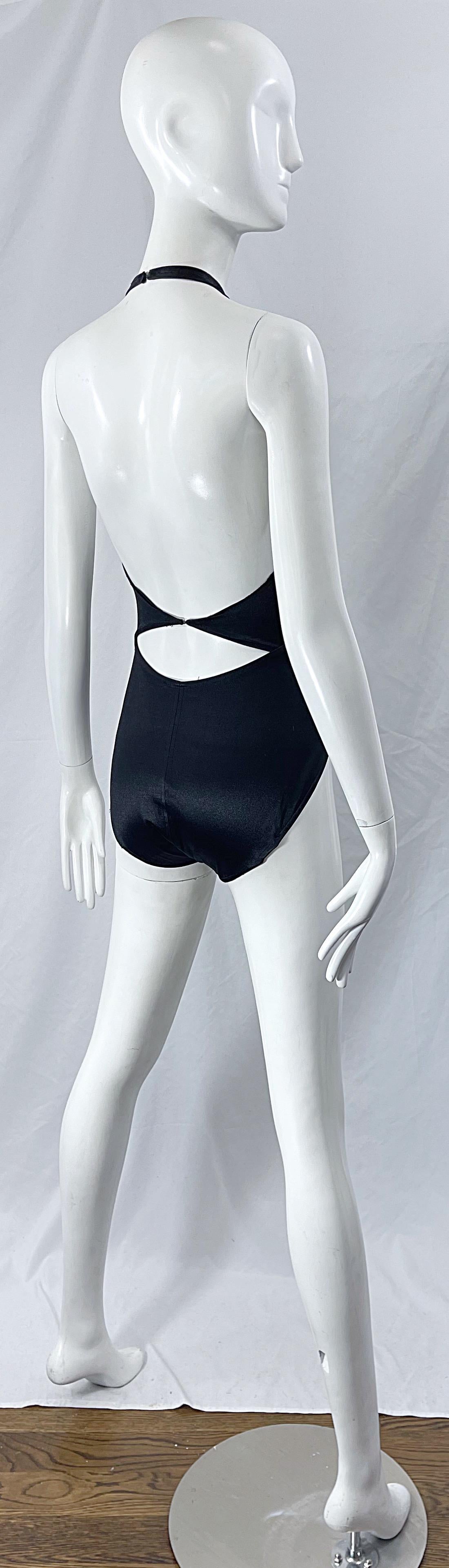 Halston Savage 1970s MET Museum Time Magazine Cover Black One Piece Swimsuit In Excellent Condition In San Diego, CA