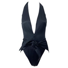 Halston Savage 1970s MET Museum Time Magazine Cover Black One Piece Swimsuit