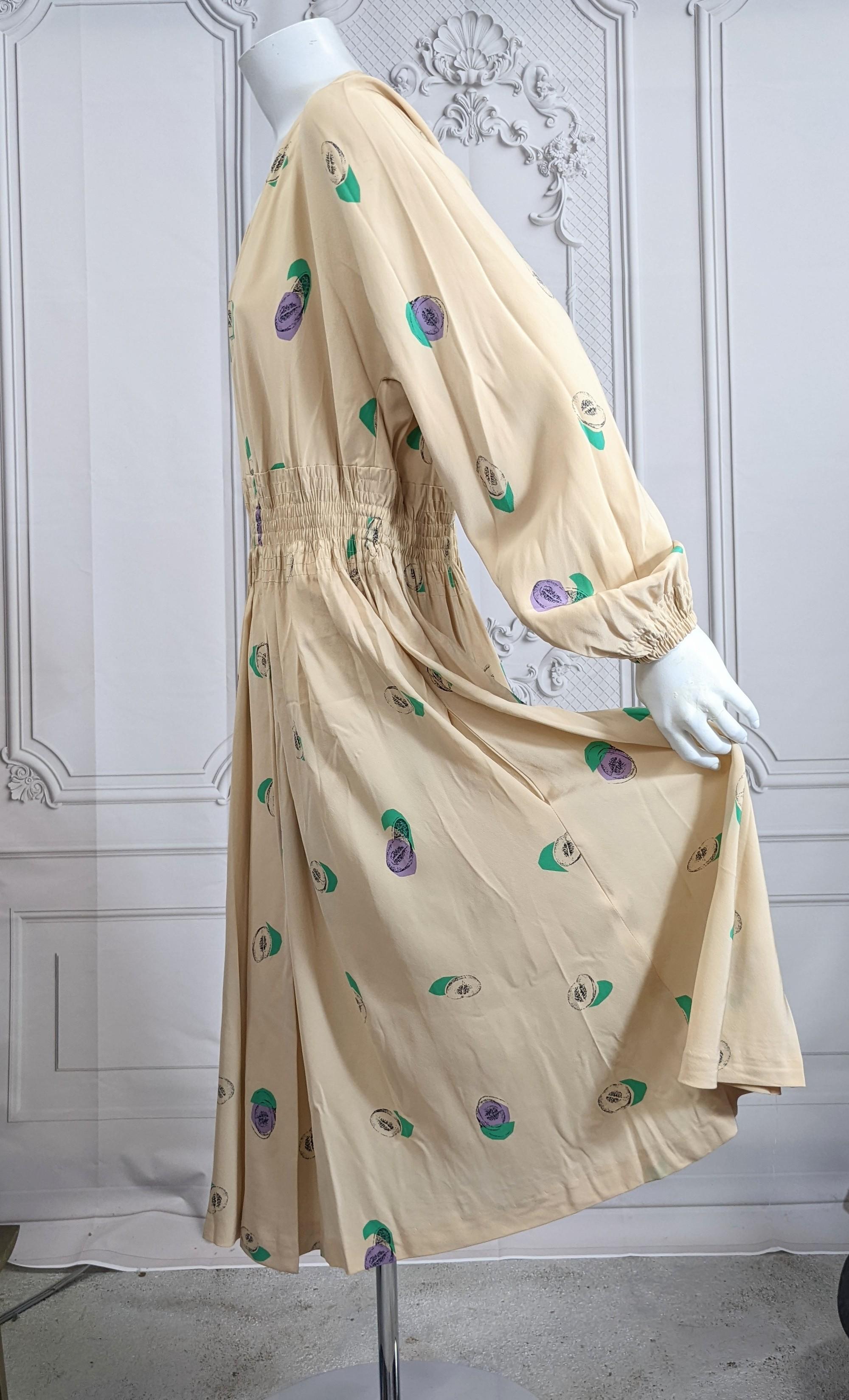 Beige Halston Silk Crepe Faux Wrap Dress For Sale
