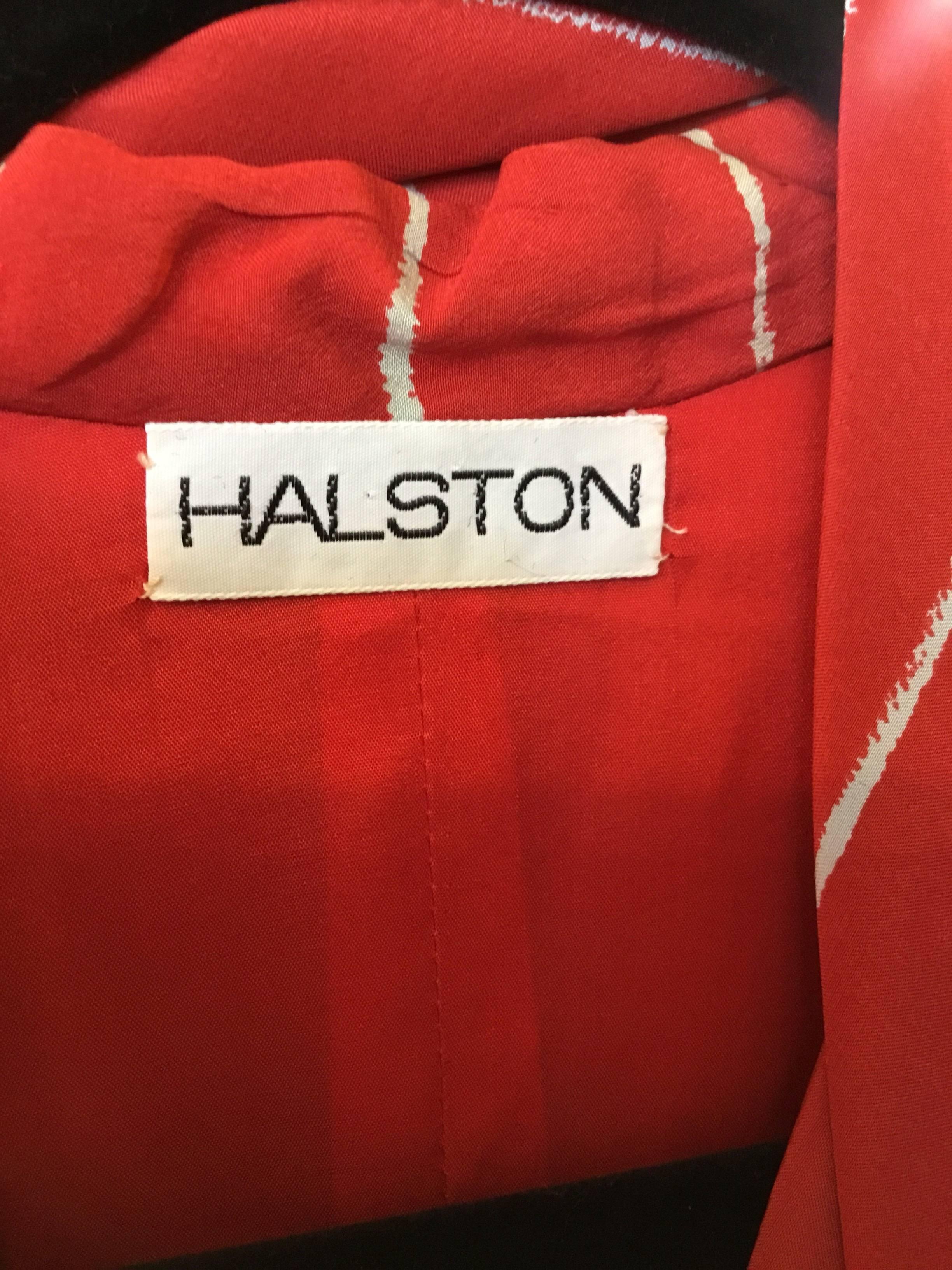 Red Halston Silk Striped Vintage 1970’s Wrap Dress with Sash/Belt