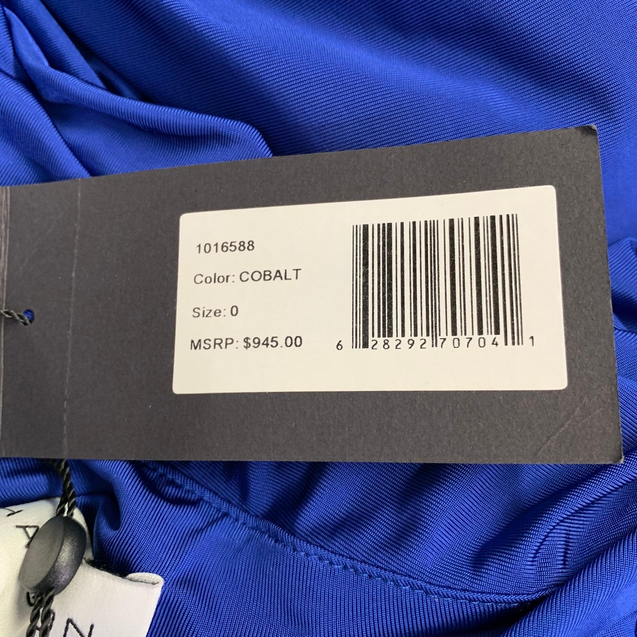 HALSTON Size 0 Blue Cobalt Ruched Halter Long Evening Gown For Sale 1