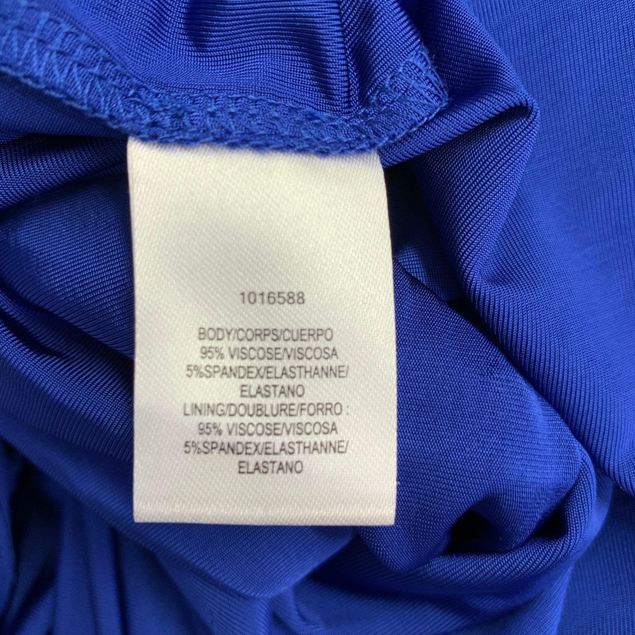HALSTON Size 0 Blue Cobalt Ruched Halter Long Evening Gown For Sale 2
