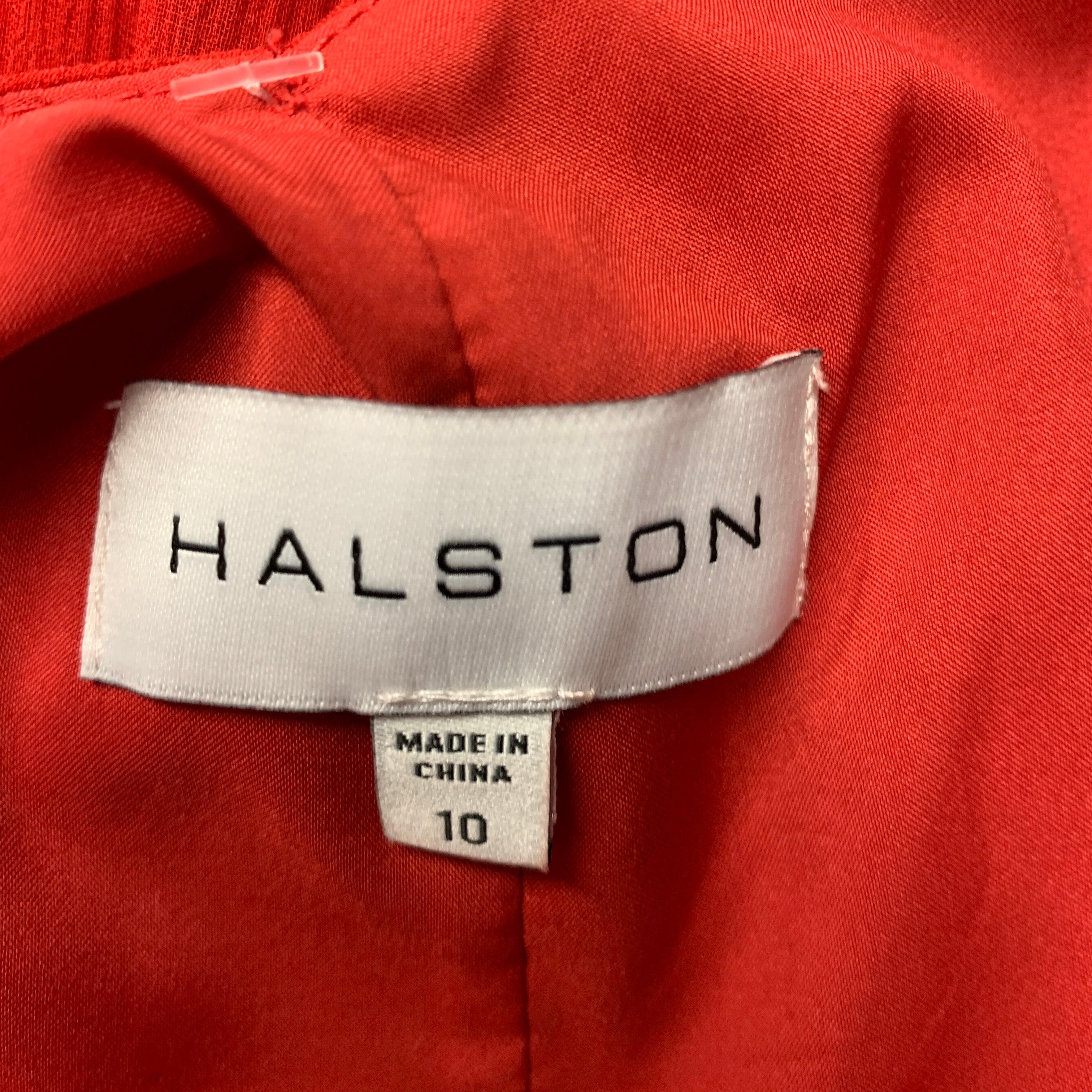 HALSTON Robe longue dos nu en soie rouge taille 10 2