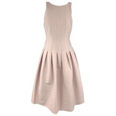 HALSTON Size 2 Pink Cotton Silk Blend Sleeveless Pleated Fit Flare Cocktail Dres