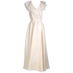 Halston Triple Layered Structured Organza Wrap Dress circa 1970s