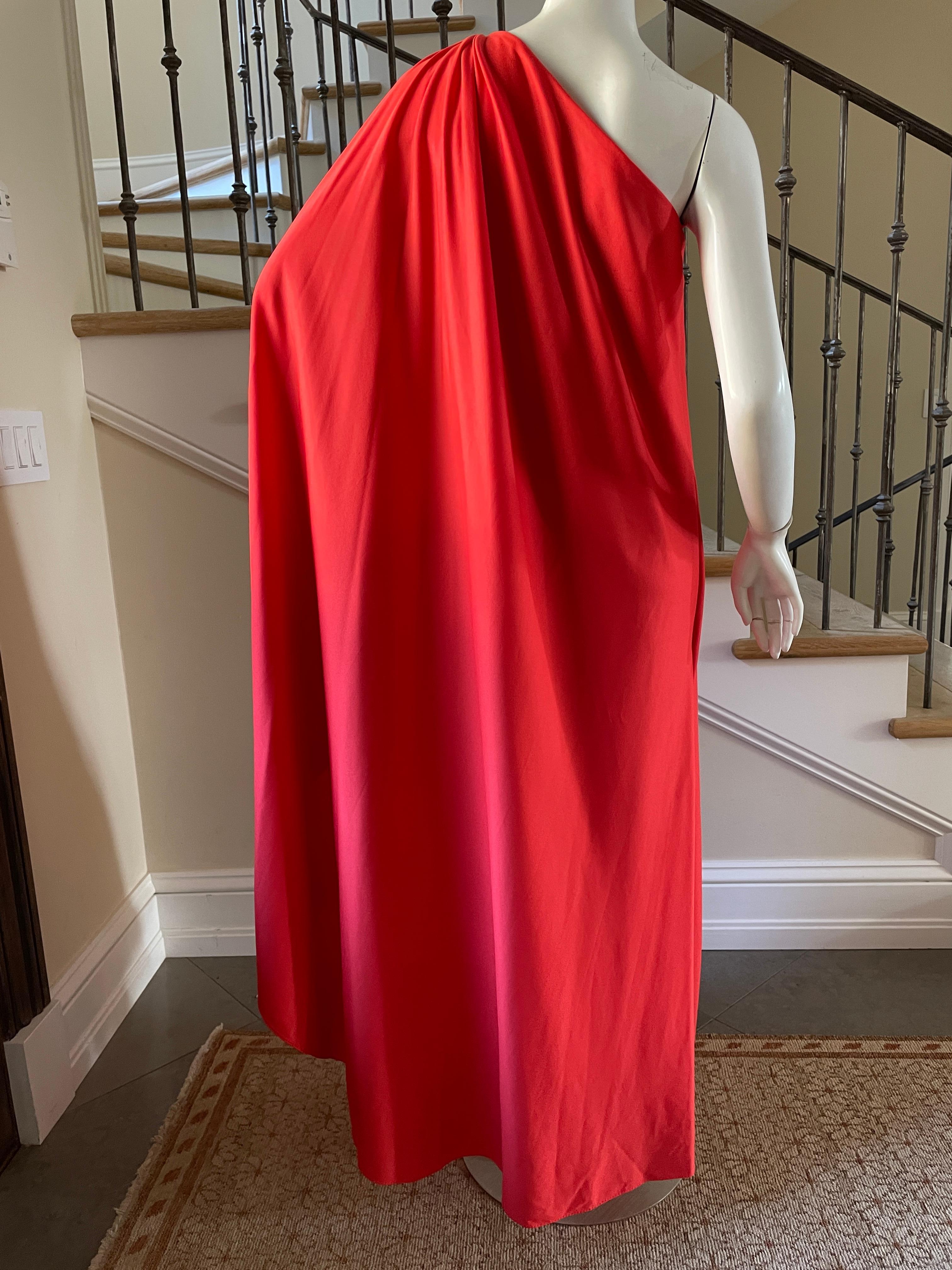 Halston Vintage 1980's Coral Red Dorian Caftan Dress for Halston IV For Sale 5