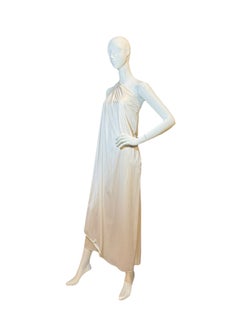 Halston White One-Shoulder Jersey Goddess Gown, Circa 1979